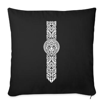 Neuseeländisches Haka-Maori-Symbol - Sofakissenbezug 45 x 45 cm - Schwarz - Vorne