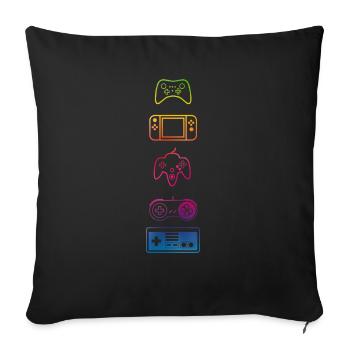 Classic Gaming controllers - Sofa pillowcase 17,3'' x 17,3'' (45 x 45 cm) - black - Front