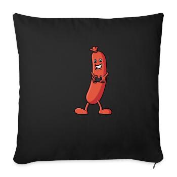 A sausage that gambles - Sofa pillowcase 17,3'' x 17,3'' (45 x 45 cm) - black - Front