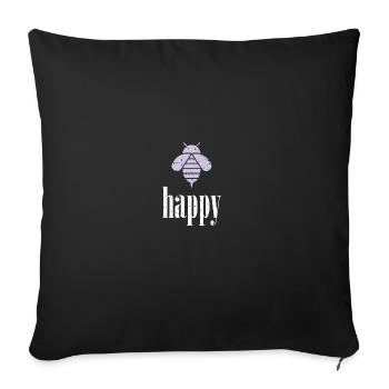 Purple Pastel Bee Happy Bee Be Happy - Sofa pillowcase 17,3'' x 17,3'' (45 x 45 cm) - black - Front