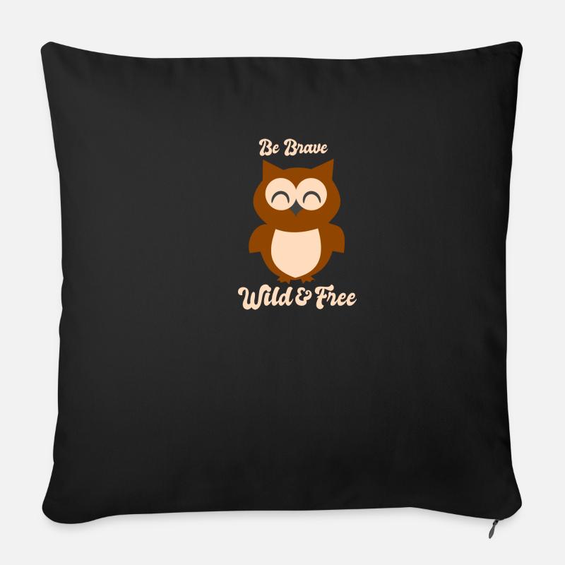 Hibou chouette - Housse de coussin décorative 45 x 45 cm - noir