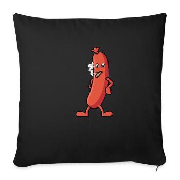 Wurst die eine Zigarette raucht - Grill Design - Sofakissenbezug 45 x 45 cm - Schwarz - Vorne