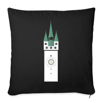 Straubing city tower - Sofa pillowcase 17,3'' x 17,3'' (45 x 45 cm) - black - Front