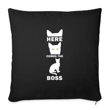 Here comes the boss cat cat lover - Sofa pillowcase 17,3'' x 17,3'' (45 x 45 cm) - black - Front