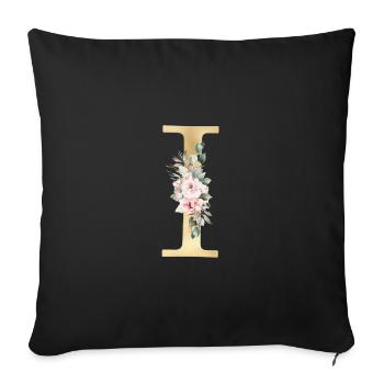 Customizable Monogram I Floral - Sofa pillowcase 17,3'' x 17,3'' (45 x 45 cm) - black - Front