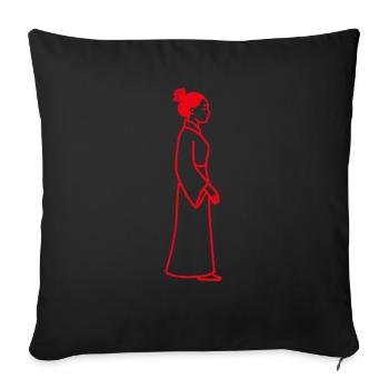 Line Art Chinese Woman - Sofa pillowcase 17,3'' x 17,3'' (45 x 45 cm) - black - Front