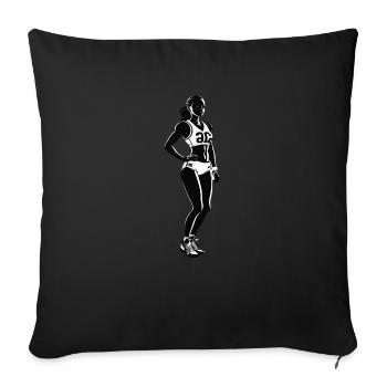 Athlète féminine - Autocollant sportif - Housse de coussin décorative 45 x 45 cm - noir - Devant