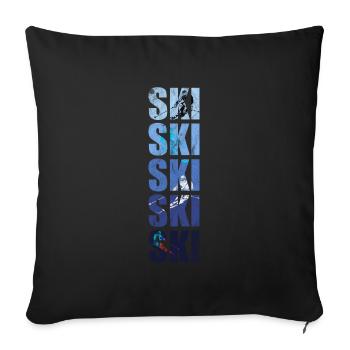 skiing - Sofa pillowcase 17,3'' x 17,3'' (45 x 45 cm) - black - Front