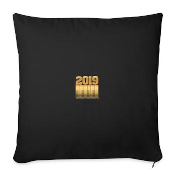 Year 2019 - Sofa pillowcase 17,3'' x 17,3'' (45 x 45 cm) - black - Front