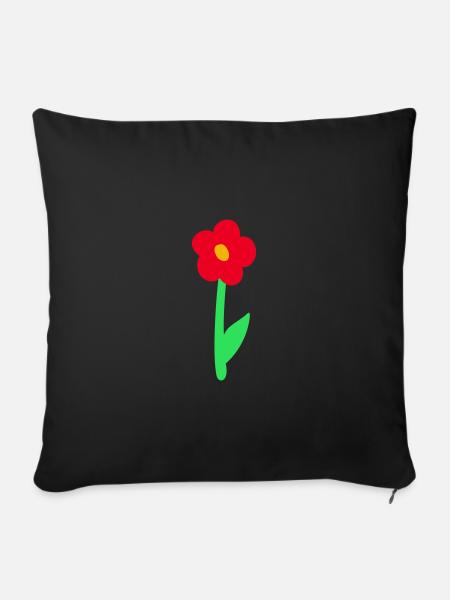 Blume - Sofakissenbezug 45 x 45 cm - Schwarz