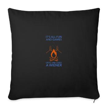 Camping Feu de camp Caravane viennoise Cadeau - Housse de coussin décorative 45 x 45 cm - noir - Devant