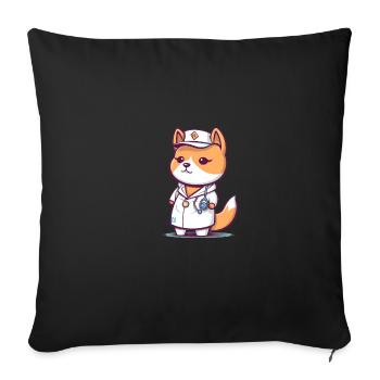 Japanese dog Shiba Inu nurse - Sofa pillowcase 17,3'' x 17,3'' (45 x 45 cm) - black - Front