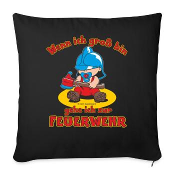 CD - Wenn ich groß bin gehe ich zur Feuerwehr - - Sofakissenbezug 45 x 45 cm - Schwarz - Vorne