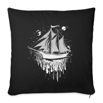 surrealistic sailing ship - Sofa pillowcase 17,3'' x 17,3'' (45 x 45 cm) - black - Front