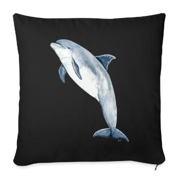 Bottlenose dolphin - Bottlenose dolphin - Grand dauphin - Sofa pillowcase 17,3'' x 17,3'' (45 x 45 cm) - black - Front