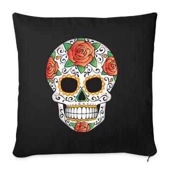 SUGAR SKULL 02 - Sofa pillowcase 17,3'' x 17,3'' (45 x 45 cm) - black - Front