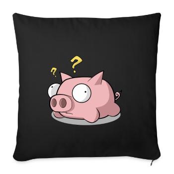 Pig piglets - Sofa pillowcase 17,3'' x 17,3'' (45 x 45 cm) - black - Front