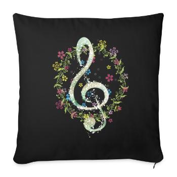 musical note - Sofa pillowcase 17,3'' x 17,3'' (45 x 45 cm) - black - Front