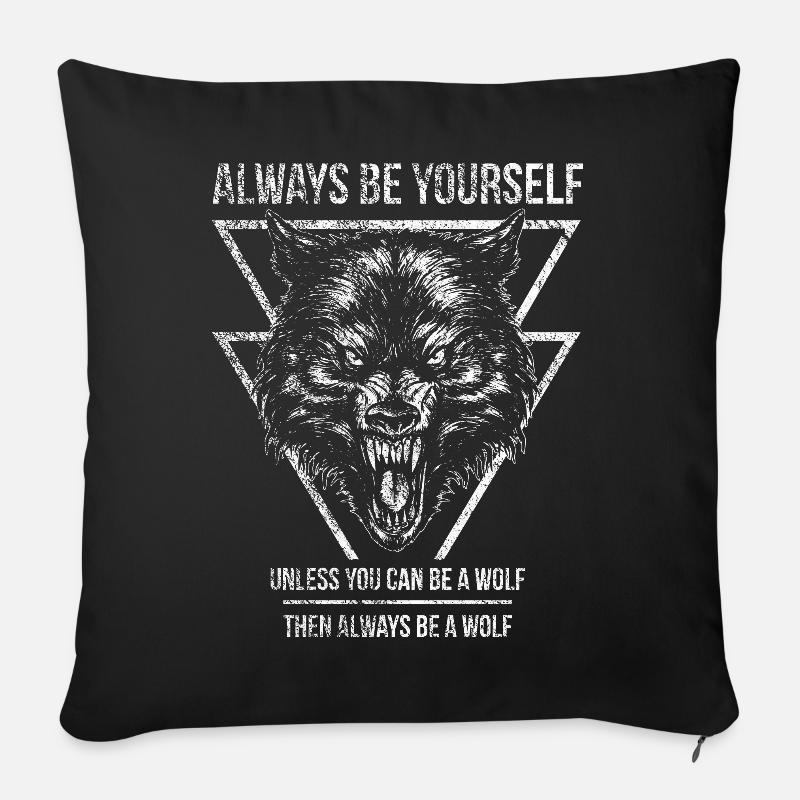 Wolf - Sofakissenbezug 45 x 45 cm - Schwarz