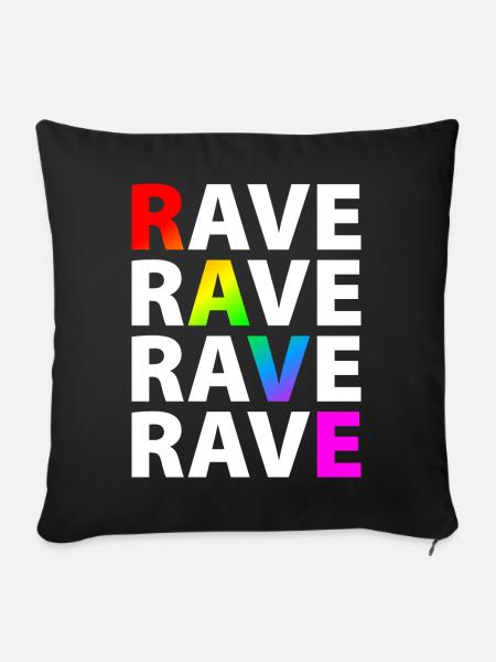 Rave Raver Regenbogen - Sofakissenbezug 45 x 45 cm - Schwarz