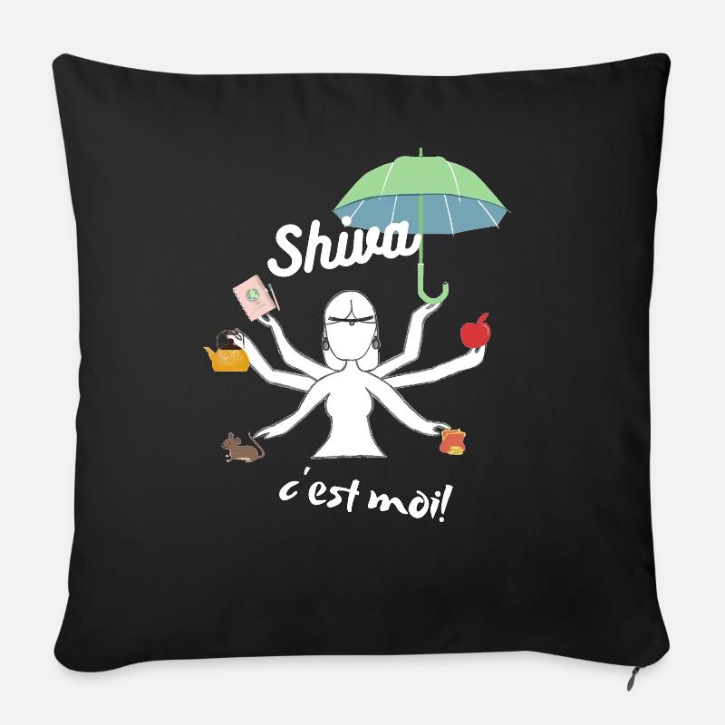 Parce que toute femme est un peu une Shiva ! - Housse de coussin décorative 45 x 45 cm - noir
