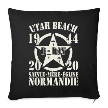 Utah Beach 1944-2020 D-Day Sainte-Mère-Église - Housse de coussin décorative 45 x 45 cm - noir - Devant
