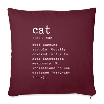 dictionnaire de chat, unisexe, mot explication, citation - Housse de coussin décorative 45 x 45 cm - bordeaux - Devant