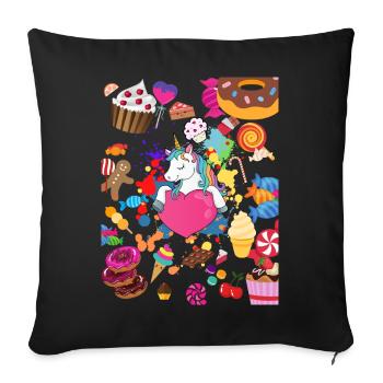 Conception de licorne pour les filles - Housse de coussin décorative 45 x 45 cm - noir - Devant