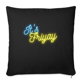 It's Friyay néon police turquoise jaune - Weekendvibes - Housse de coussin décorative 45 x 45 cm - noir - Devant