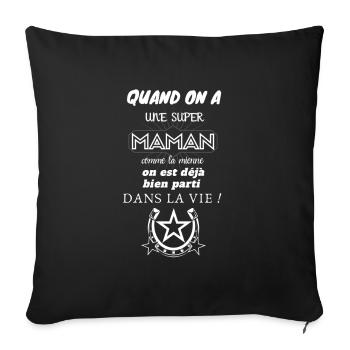 Super Maman Dans La Vie - Housse de coussin décorative 45 x 45 cm - noir - Devant
