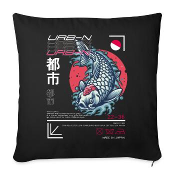 Japanischer Art Style Koi Fisch - Sofakissenbezug 45 x 45 cm - Schwarz - Vorne