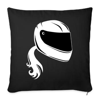 Motorradhelm Frau Dame Mädchen Motorradfahrerin - Sofakissenbezug 45 x 45 cm - Schwarz - Vorne