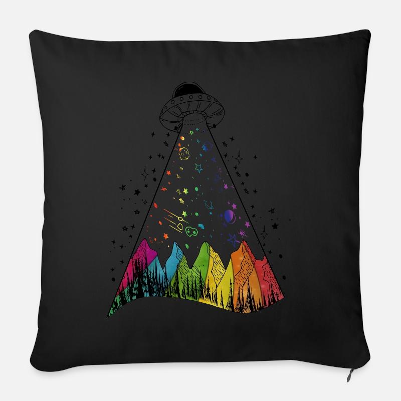 ufo regenbogen - Sofakissenbezug 45 x 45 cm - Schwarz
