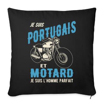 portugais et motard l'homme parfait - Housse de coussin décorative 45 x 45 cm - noir - Devant