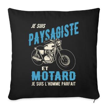 paysagiste et motard l'homme parfait - Housse de coussin décorative 45 x 45 cm - noir - Devant