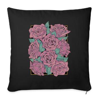 Roses - Housse de coussin décorative 45 x 45 cm - noir - Devant