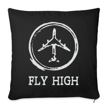Airplane - Sofa pillowcase 17,3'' x 17,3'' (45 x 45 cm) - black - Front