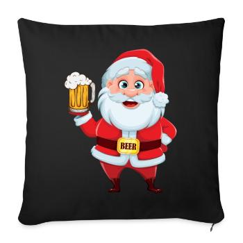 Santa mit Bierkrug  - Sofakissenbezug 45 x 45 cm - Schwarz - Vorne