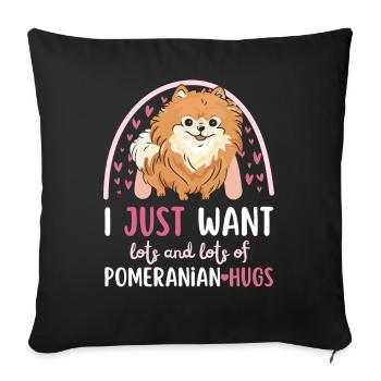 Doux nain spitz amoureux kawaii - Housse de coussin décorative 45 x 45 cm - noir - Devant