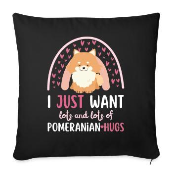 Doux nain spitz amoureux kawaii - Housse de coussin décorative 45 x 45 cm - noir - Devant