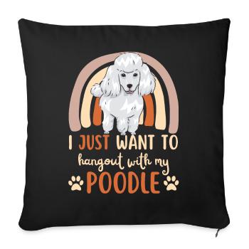 Doux caniche amoureux Kawaii - Housse de coussin décorative 45 x 45 cm - noir - Devant