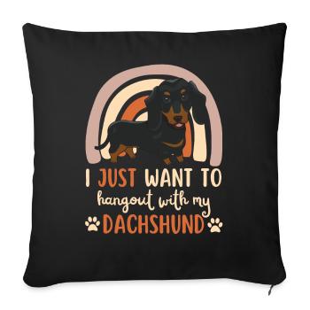 Süßer Dackel Liebhaber Kawaii - Sofakissenbezug 45 x 45 cm - Schwarz - Vorne