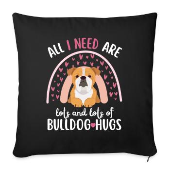 Cute English Bulldog Lovers Kawaii - Sofa pillowcase 17,3'' x 17,3'' (45 x 45 cm) - black - Front
