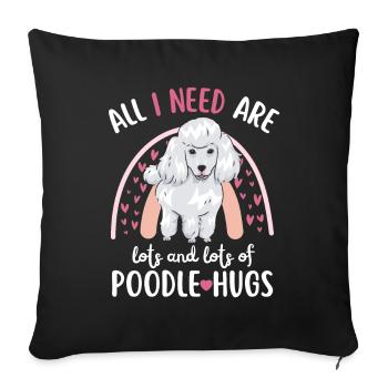 Doux caniche amoureux Kawaii - Housse de coussin décorative 45 x 45 cm - noir - Devant