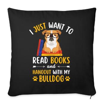 Cute Bulldog Book Books kawaii - Sofa pillowcase 17,3'' x 17,3'' (45 x 45 cm) - black - Front
