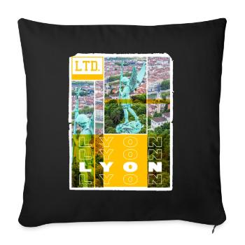 Lyon France City Skyline Home Love Holiday - Housse de coussin décorative 45 x 45 cm - noir - Devant