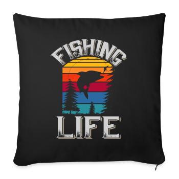 Fishing Angler Fish Fishing Life Hobby Nature - Sofa pillowcase 17,3'' x 17,3'' (45 x 45 cm) - black - Front