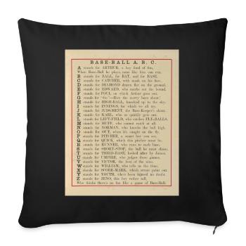 Baseball ABC 1885 Vintage Book Illustration No.3 - Housse de coussin décorative 45 x 45 cm - noir - Devant