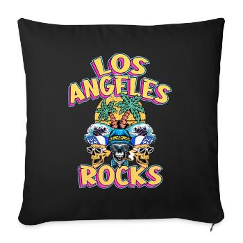 Los Angeles USA Summer Beach Palmiers Crâne - Housse de coussin décorative 45 x 45 cm - noir - Devant