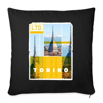 Turin Turin Turin Italie Ville Skyline Vacances Amour - Housse de coussin décorative 45 x 45 cm - noir - Devant